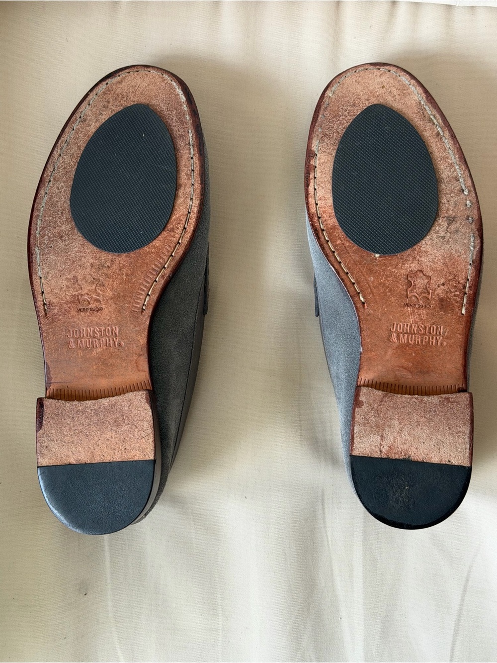 Johnston & Murphy Gray Blue Suede Penny Loafers | Sheepskin | Size 9.5 - Picture 4 of 13